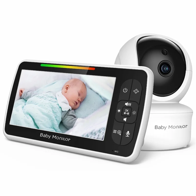 Audio Music Videos - 5 inch video-babyfoon met pan-tilt-zoomcamera op