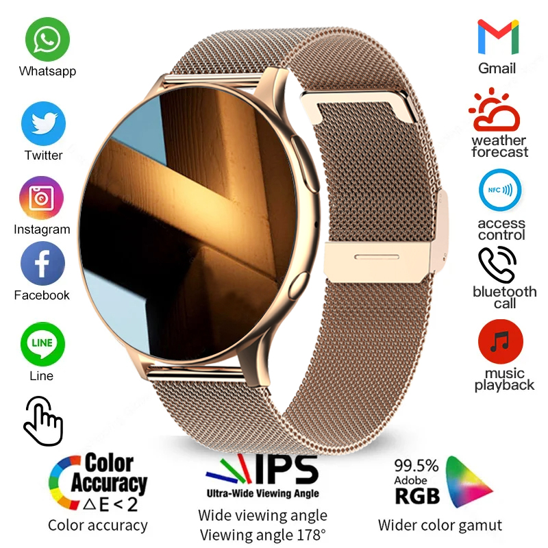 Audio Music Light - 2026 Vrouwen Bluetooth Call SmartWatch Hartslag